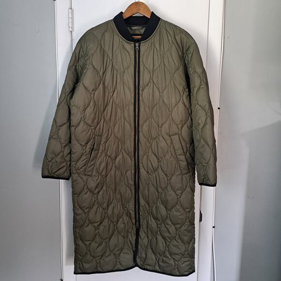 Everlane The ReNew Long Liner Quilted Coat Kalamata Green Oversized Wms Large - Picture 2 of 10